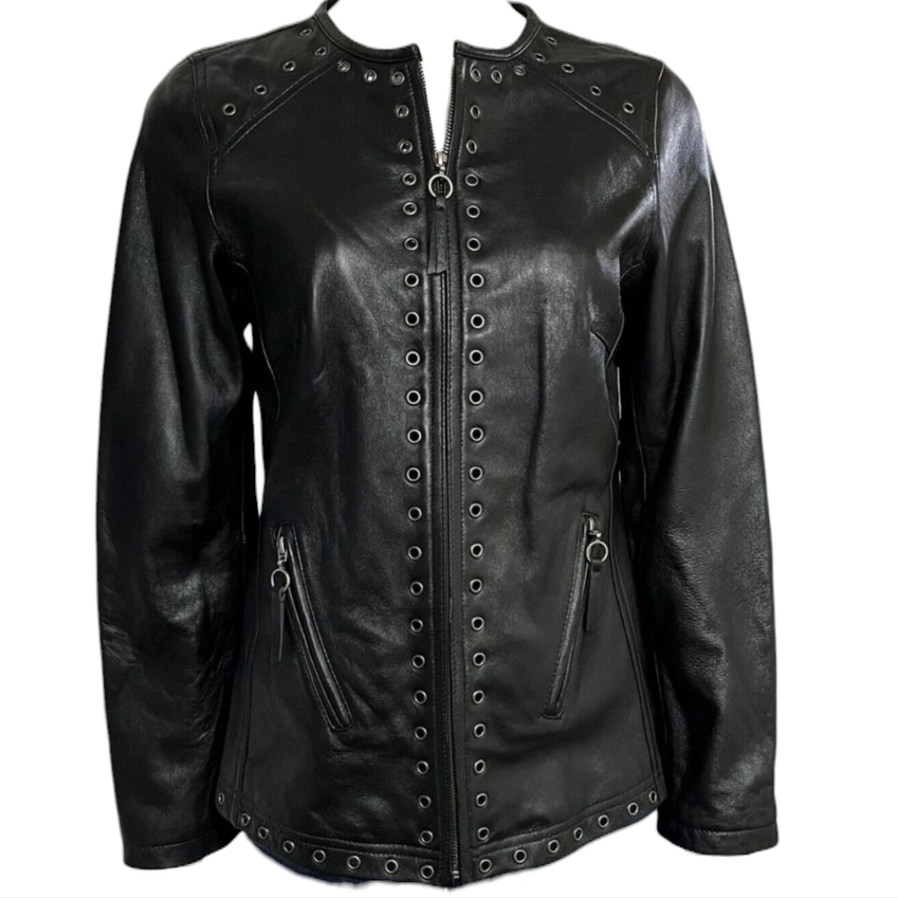 Bradley Women's Black Studded Leather Jacket